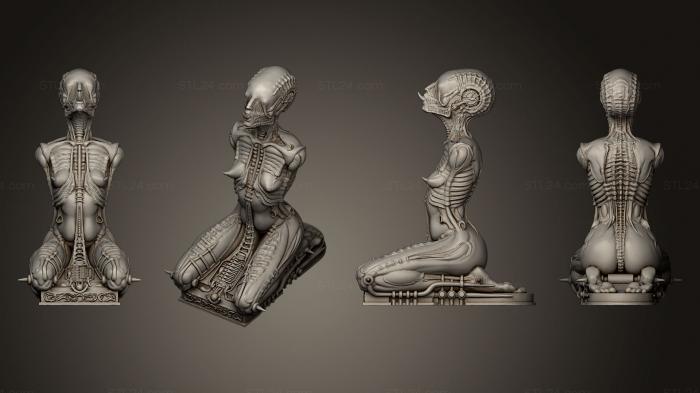 Figurines heroes, monsters and demons (Alien kneeling, STKM_0550) 3D models for cnc